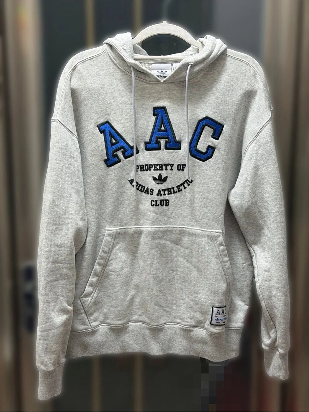 adidas Light Gray Hoodie with Blue AAC Appliqué